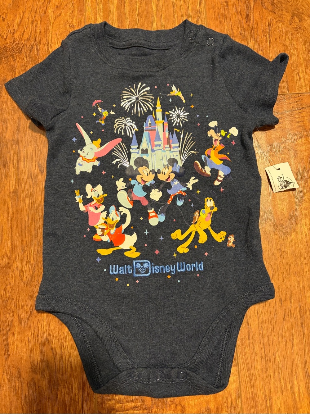 Disney Baby | Walt Disney World Print Dark Blue-Grey onesie - SIZE 18-24 months